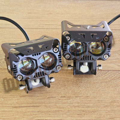 Допольнительная светодиодная LED фара 80W два режима света (дальный-белый) (ближний-желтый) линзованая