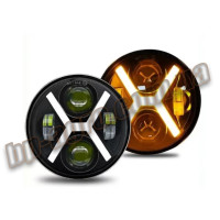 Фара світлодіодна універсальна LED 5.75" (40W) з ДХО та «Ангельськими очима» (для ВАЗ 2106, тракторів МТЗ) X-подібними