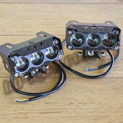 Допольнительная светодиодная LED фара 110W два режима света (дальный-белый) (ближний-желтый) линзованая(10СМ*5СМ*)