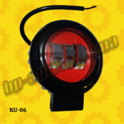 LED фара 45W 3 линзы   ближнего света  круглая красная 
