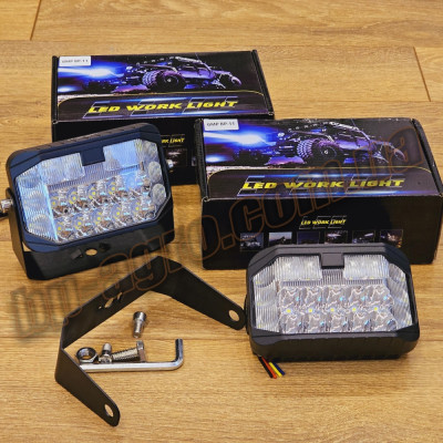ФАРА LED ПРЯМОУГОЛЬНАЯ 81W 6000K ДАЛЬНИЙ  БЛИЖНИЙ И ЖЕЛТЫЙ СВЕТ (27 ДИОДОВ) (13СМ Х 8.5СМ Х 5СМ)