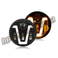 Фара світлодіодна універсальна LED 5.75" (40W) з ДХО та «Ангельськими очима» (для ВАЗ 2106, тракторів МТЗ) U-подібними