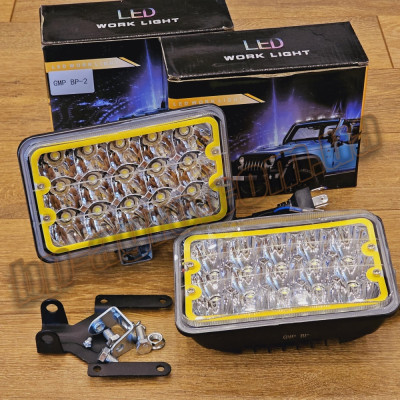 СВЕТОДИОДНАЯ LED ФАРА 45ВТ ПРЯМОУГОЛЬНАЯ С АНГЕЛЬСКИМ ГЛАЗОМ 45W, 15 ЛАМП, ДАЛЬНИЙ И БЛИЖНИЙ ЛУЧ 10/30